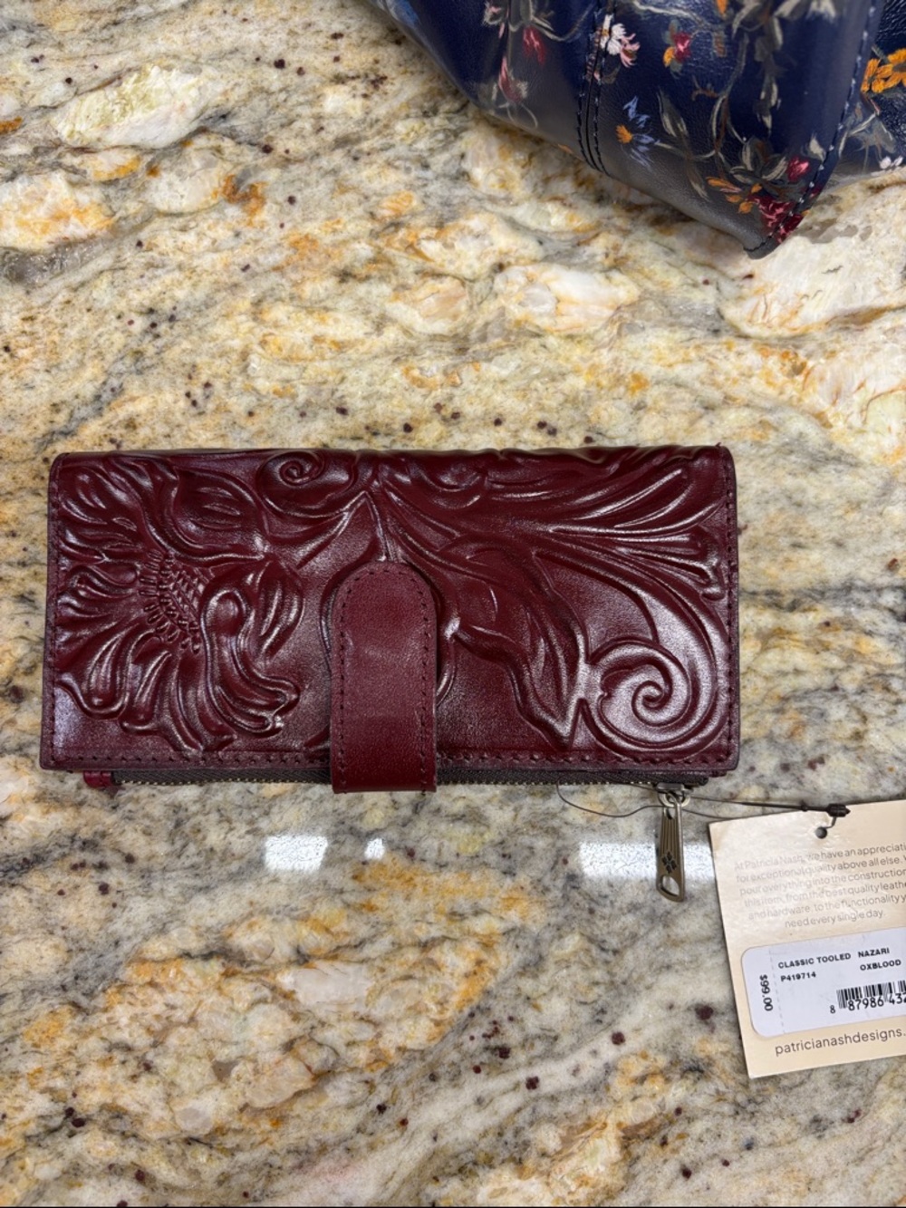 Patricia Nash Tooled Leather Wallet in Burgundy